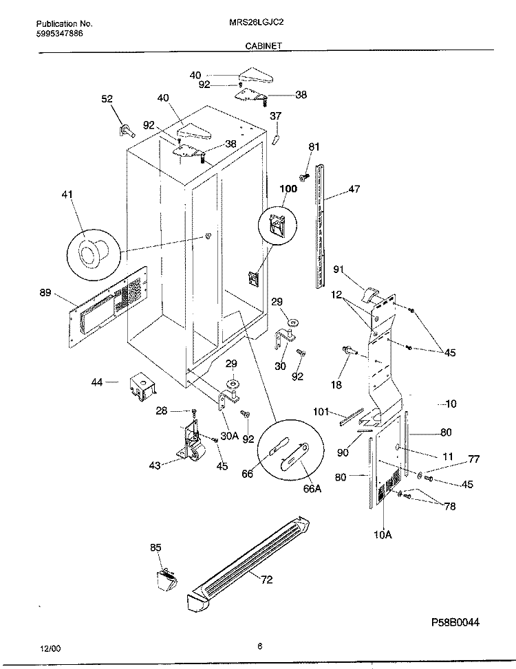 CABINET Diagram and Parts List for MRS26LGJC2  Frigidaire Refrigerator