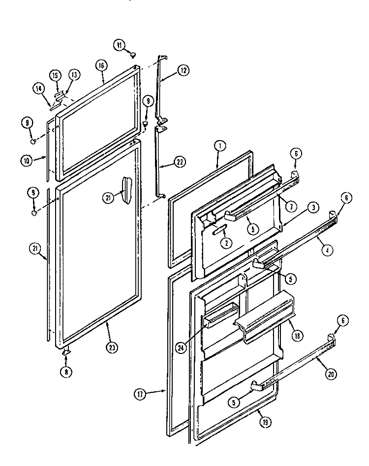 DOOR Diagram and Parts List for RT19F9EU3C  Gibson Refrigerator