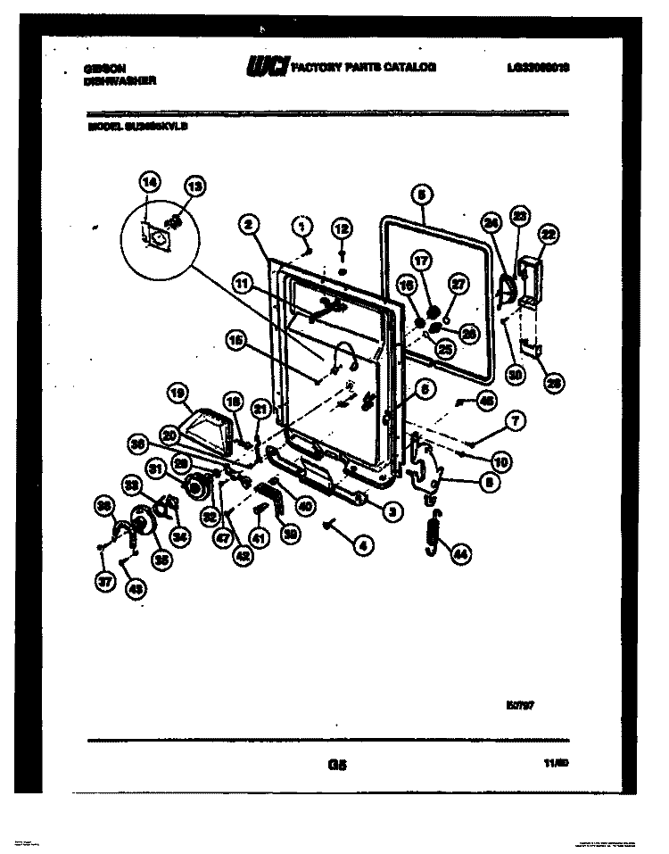 INNER DOOR PARTS Diagram and Parts List for SU24S8KVLB  Gibson Dishwasher