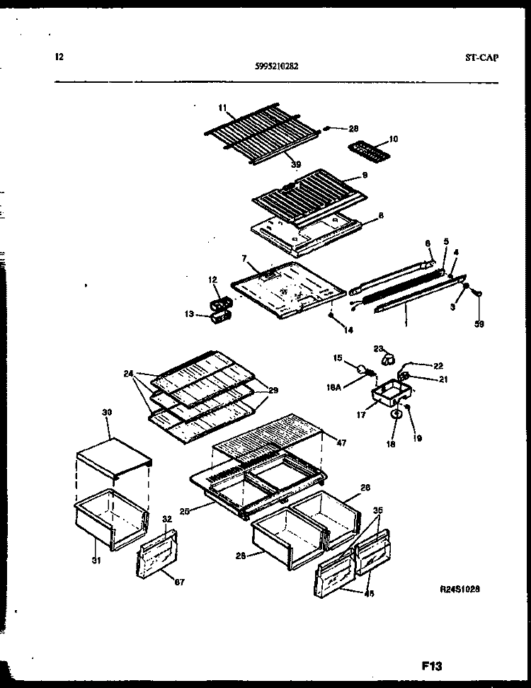 SHELVES AND SUPPORTS Diagram and Parts List for RT176NCD0  Frigidaire Refrigerator
