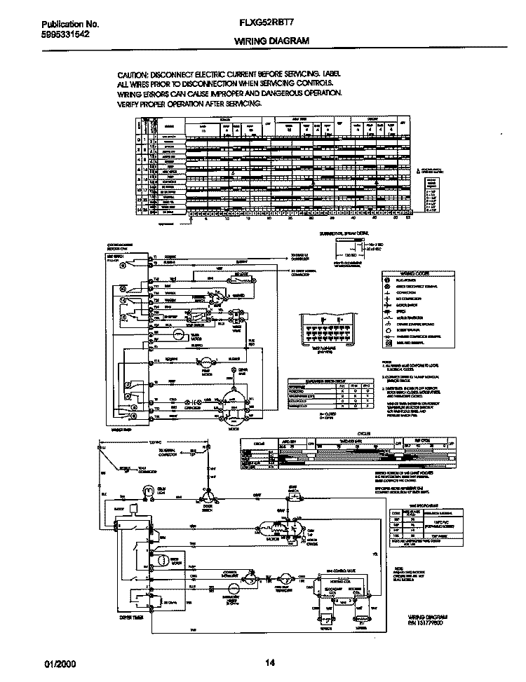 WIRING DIAGRAM Diagram and Parts List for FLXG52RBT7  Frigidaire Washer Dryer Combo