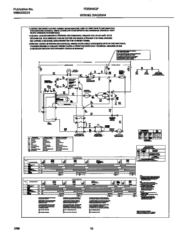WIRING DIAGRAM Diagram and Parts List for FDE648GFT0  Frigidaire Dryer