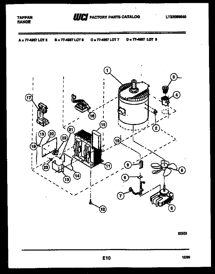 POWER CONTROL Diagram and Parts List for 77-4957-00-08  Tappan Range