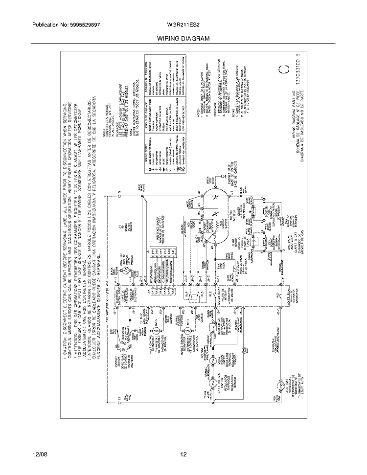 WIRING DIAGRAM Diagram and Parts List for WGR211ES2  Crosley Dryer