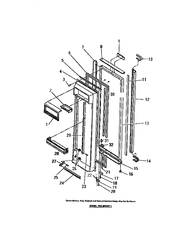 FOOD COMPARTMENT DOOR Diagram and Parts List for FPE26VWCW1  Frigidaire Refrigerator