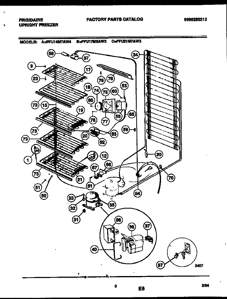 SYSTEM AND ELECTRICAL PARTS Diagram and Parts List for FFU14M7AW4  Frigidaire Freezer