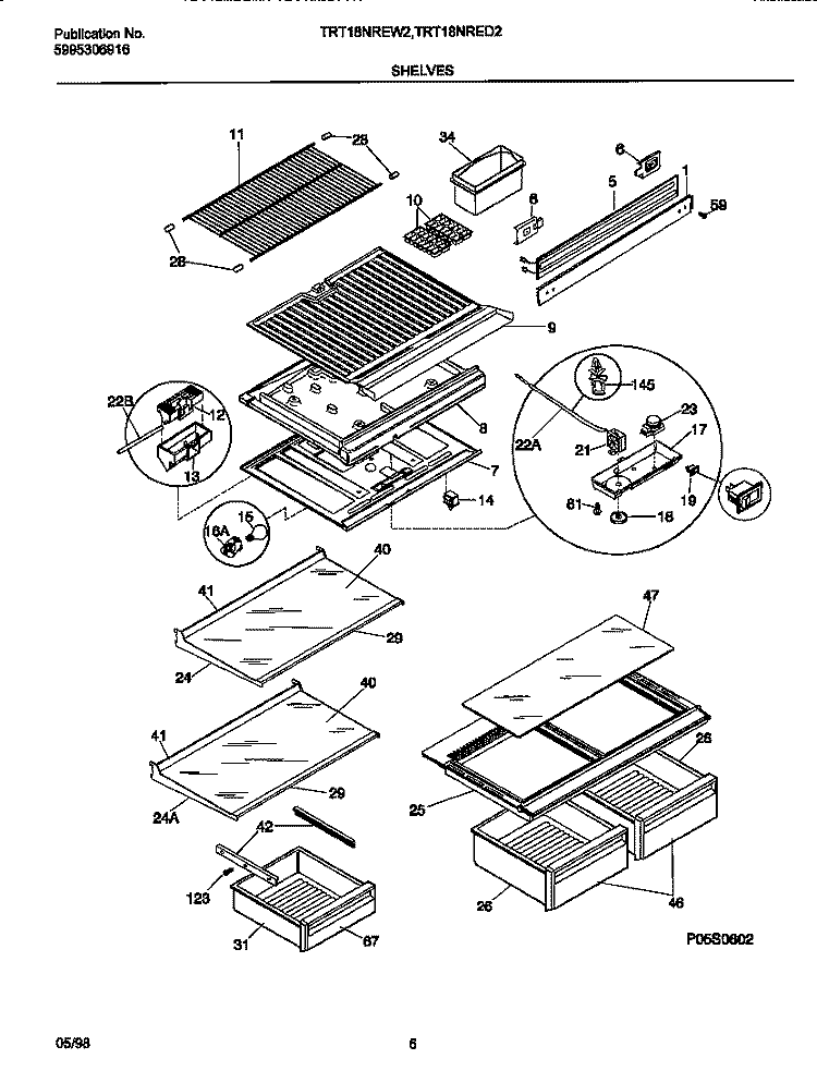 SHELVES Diagram and Parts List for TRT18NREW2  Tappan Refrigerator