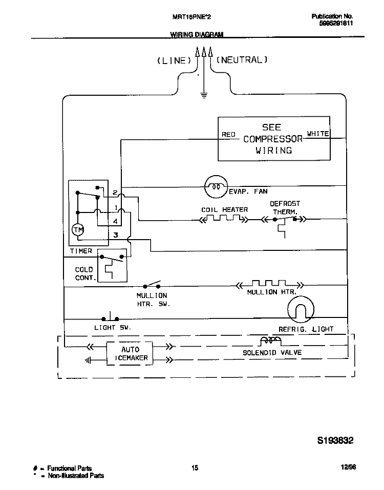 WIRING DIAGRAM Diagram and Parts List for MRT16PNED2  Frigidaire Refrigerator