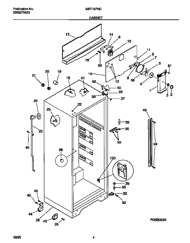 CABINET Diagram and Parts List for MRT16PNCZ0  Frigidaire Refrigerator