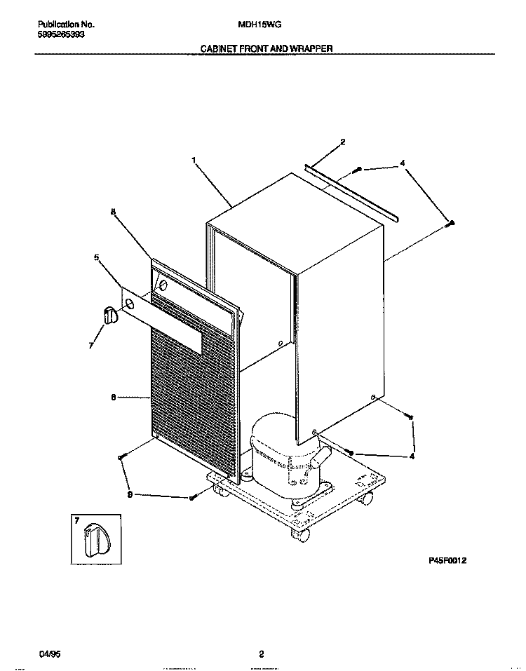 CABINET FRONT AND WRAPPER Diagram and Parts List for MDH15WG1  Gibson Dehumidifier