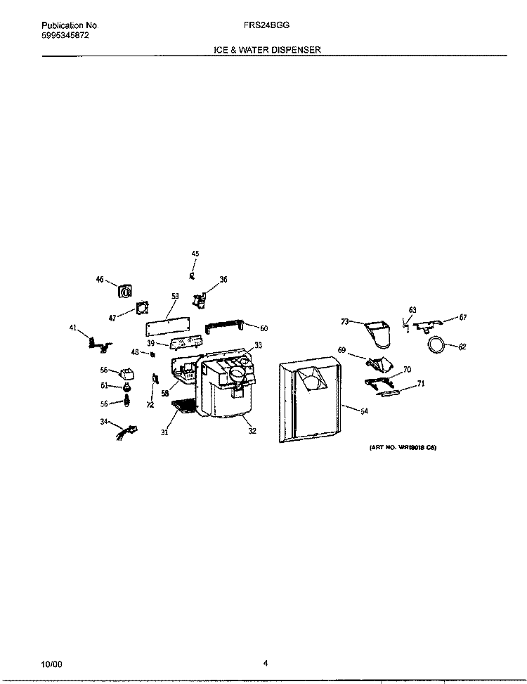 ICE & WATER DISPENSER Diagram and Parts List for FRS24BGGW9  Frigidaire Refrigerator