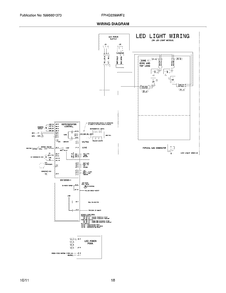 WIRING DIAGRAM Diagram and Parts List for FPHG2399MF2  Frigidaire Refrigerator
