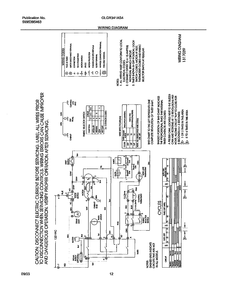 WIRING DIARGAM Diagram and Parts List for GLGR341AS4  Frigidaire Dryer