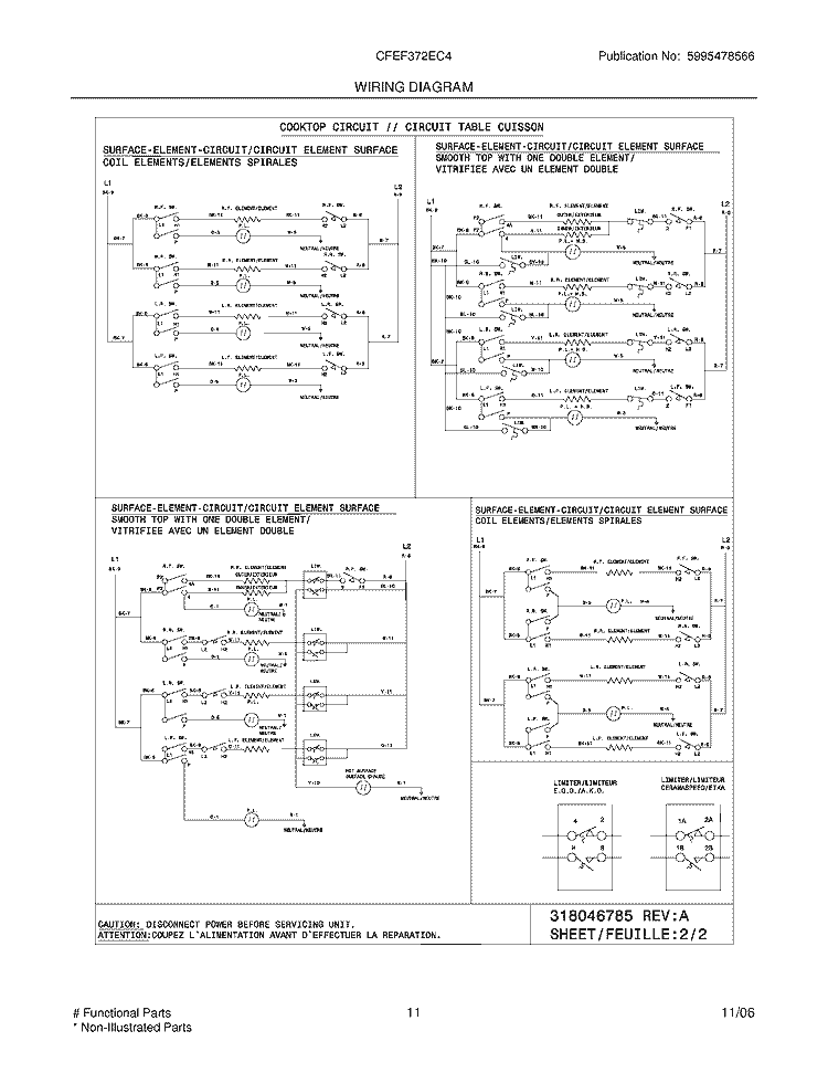 WIRING DIAGRAM Diagram and Parts List for CFEF372EC4  Frigidaire Range