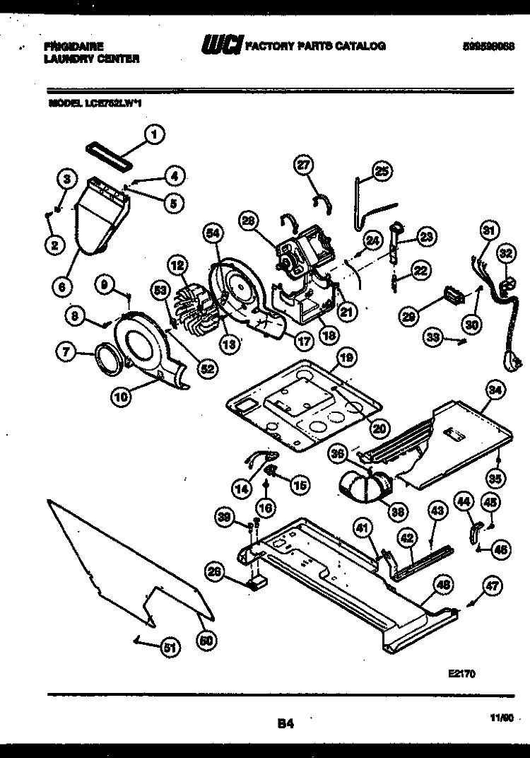 MOTOR AND BLOWER PARTS Diagram and Parts List for LCE752LW1  Frigidaire Washer Dryer Combo