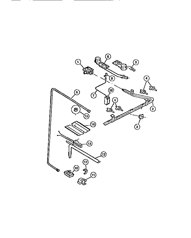 BURNERS Diagram and Parts List for CGC4M6DXE  Gibson Range