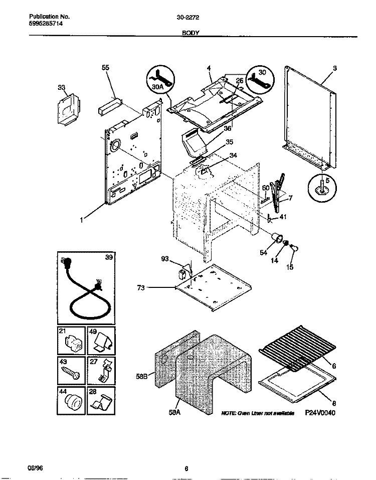 BODY Diagram and Parts List for 30-2272-23-06  Tappan Range
