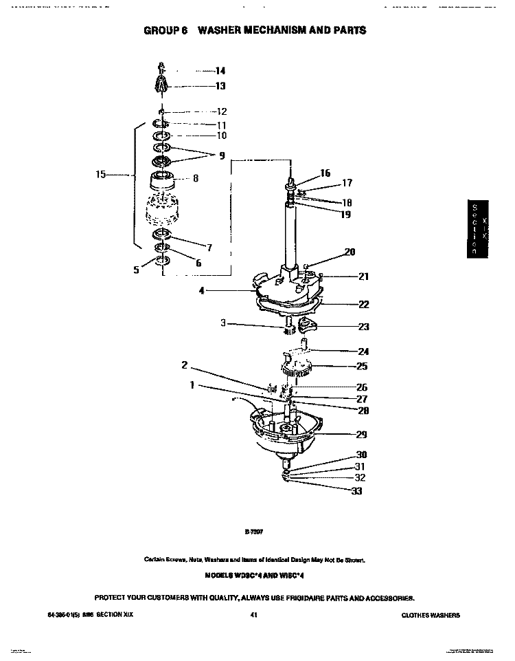WASHER MECHANISM Diagram and Parts List for WDSCW4  Frigidaire Washer