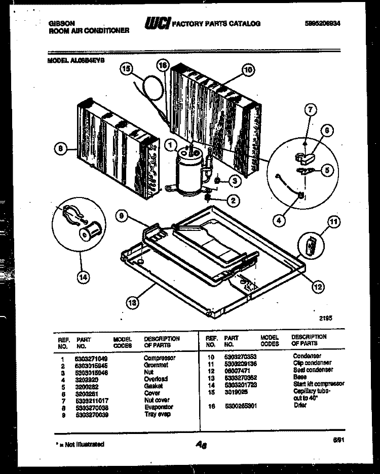SYSTEM PARTS Diagram and Parts List for AL08B4EYB  Gibson Air Conditioner