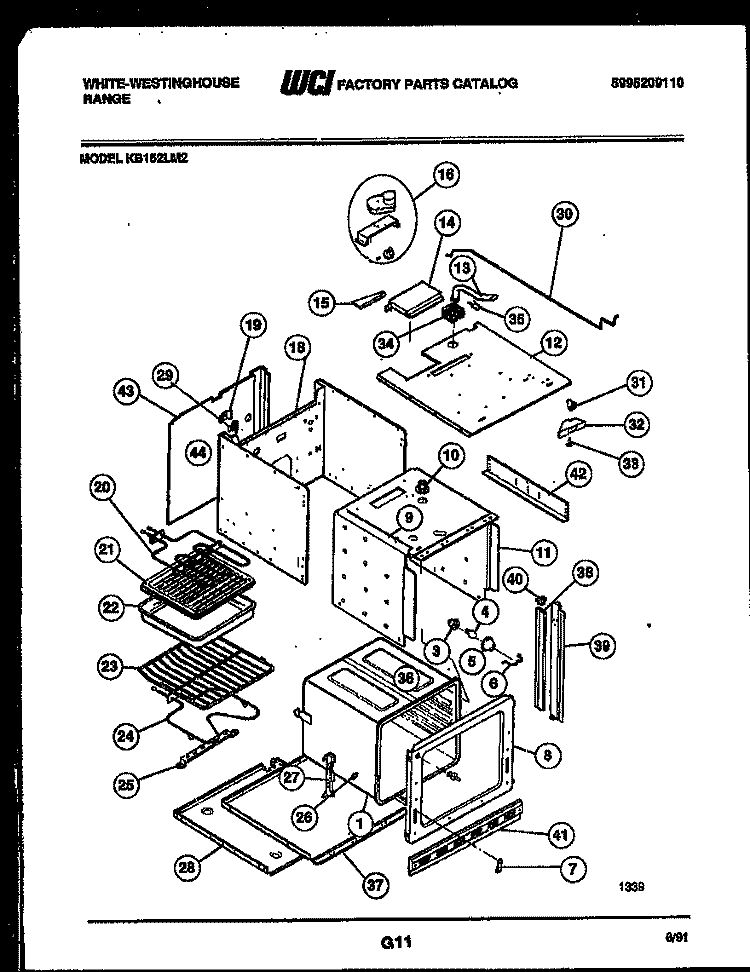 BODY PARTS Diagram and Parts List for KB152LM2  Frigidaire Wall Oven