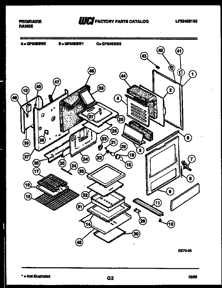 BODY PARTS Diagram and Parts List for GP34BEL0  Frigidaire Range