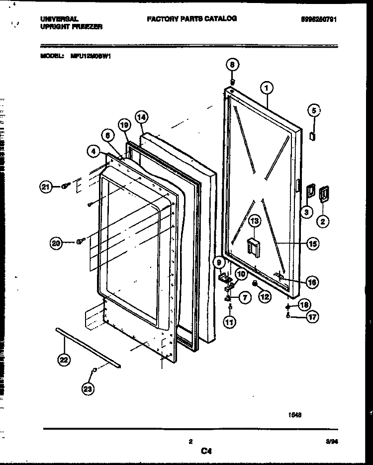 DOOR PARTS Diagram and Parts List for MFU12M0BW1  Frigidaire Freezer
