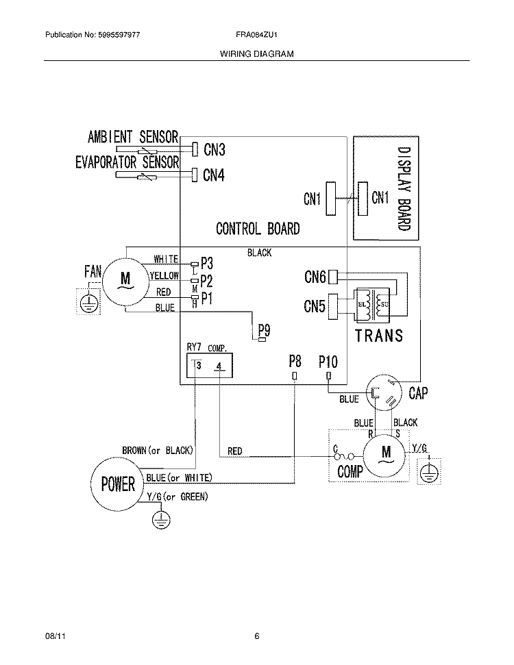 WIRING DIAGRAM Diagram and Parts List for FRA084ZU112  Frigidaire Air Conditioner