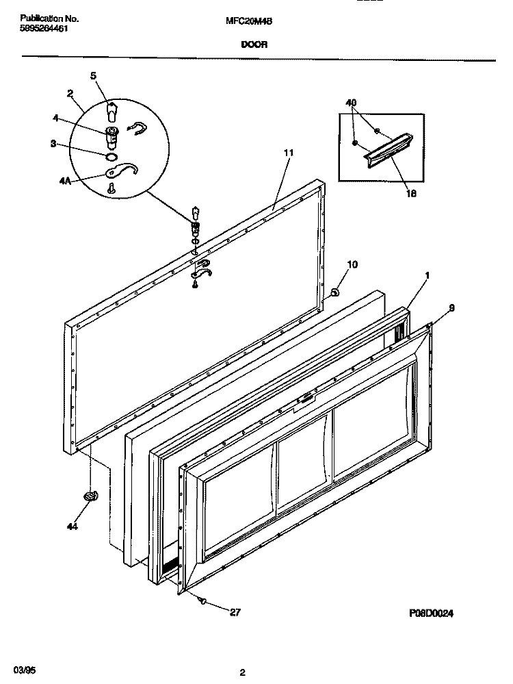 DOOR Diagram and Parts List for MFC20M4BW3  Frigidaire Freezer