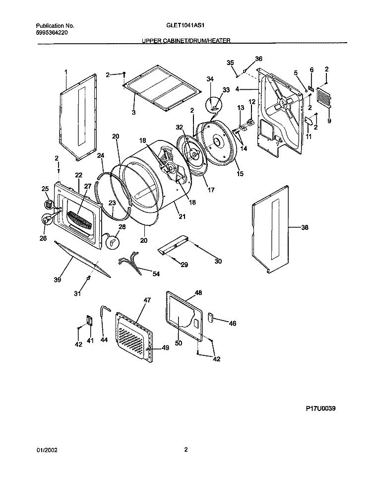 DRY CAB, DRM, HTR Diagram and Parts List for GLET1041AS1  Frigidaire Washer Dryer Combo