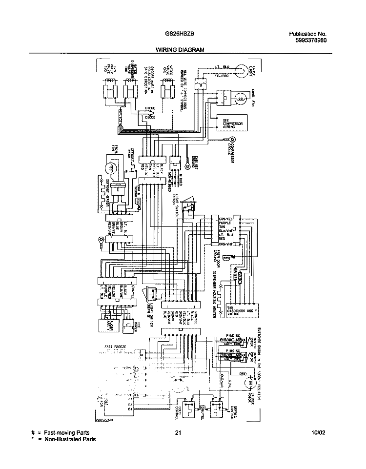 WIRING DIAGRAM Diagram and Parts List for GS26HSZBC2  Frigidaire Refrigerator