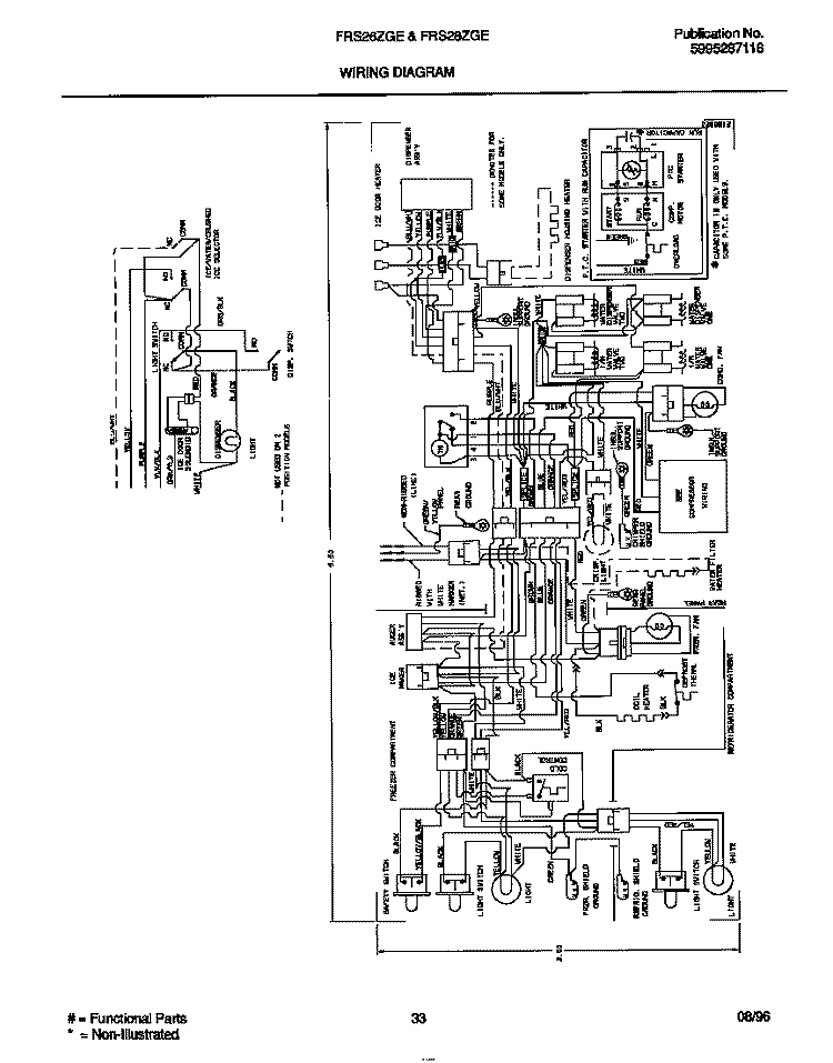 WIRING DIAGRAM Diagram and Parts List for FRS26ZGED1  Frigidaire Refrigerator