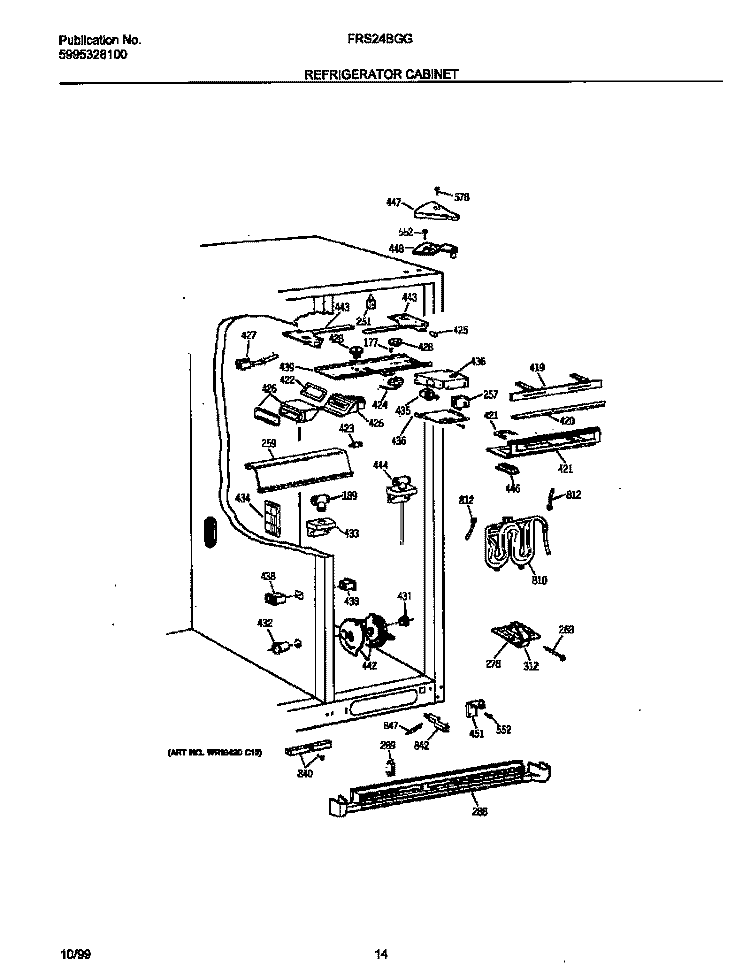 REFR CABINET Diagram and Parts List for FRS24BGGB3  Frigidaire Refrigerator