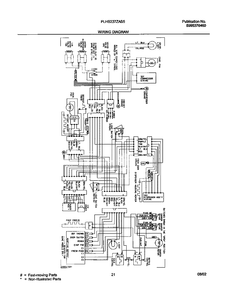 WIRING DIAGRAM Diagram and Parts List for PLHS237ZAB5  Frigidaire Refrigerator
