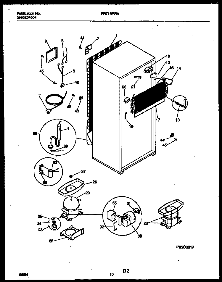 SYSTEM AND AUTOMATIC DEFROST PARTS Diagram and Parts List for FRT19PRAD1  Frigidaire Refrigerator
