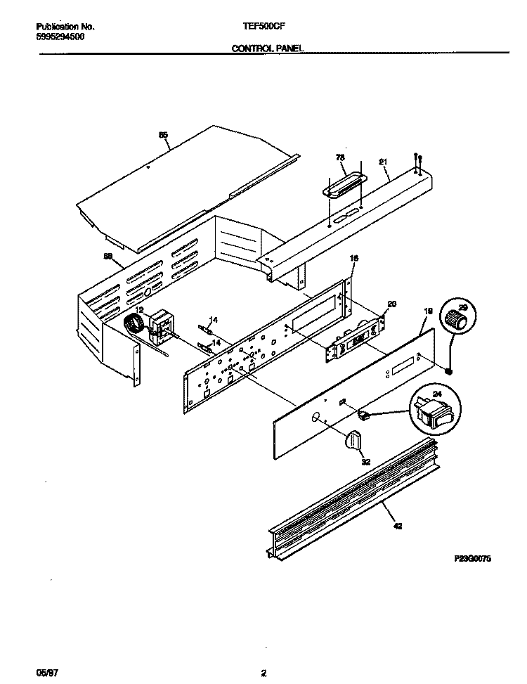 CONTROL PANEL Diagram and Parts List for TEB500CFB1  Tappan Wall Oven