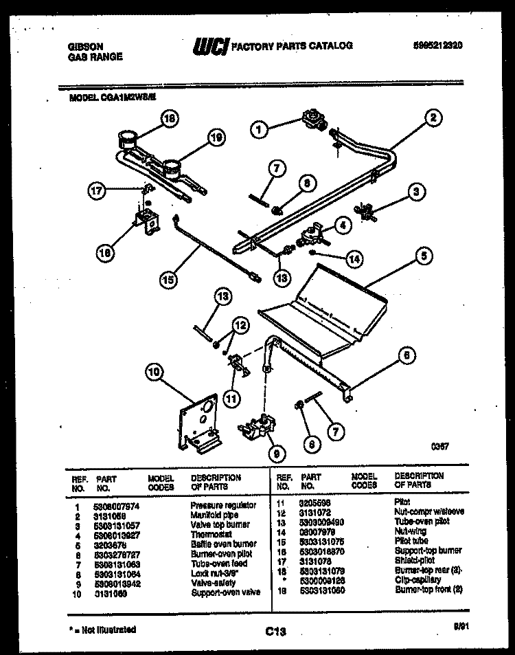 AIR HANDLING PARTS Diagram and Parts List for GAS148P1A1  Gibson Air Conditioner