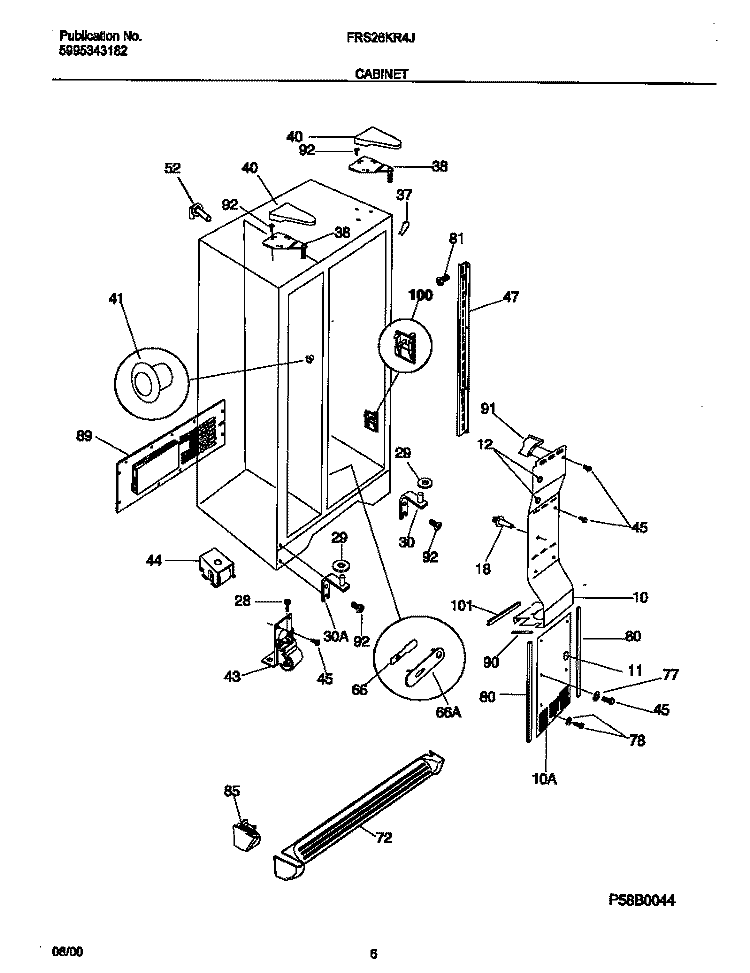 CABINET Diagram and Parts List for FRS26KR4JQ1  Frigidaire Refrigerator