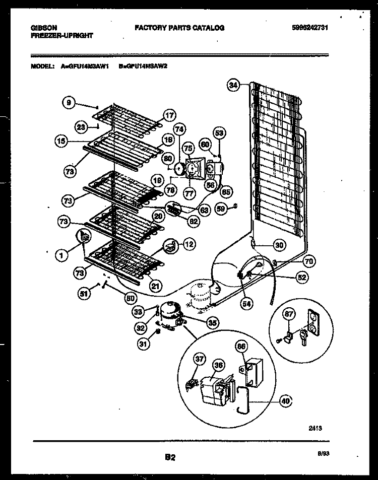 SYSTEM AND ELECTRICAL PARTS Diagram and Parts List for GFU14M3AW1  Gibson Freezer