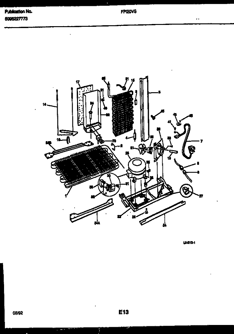 SYSTEM AND AUTOMATIC DEFROST PARTS Diagram and Parts List for FPI20VSW0  Frigidaire Refrigerator
