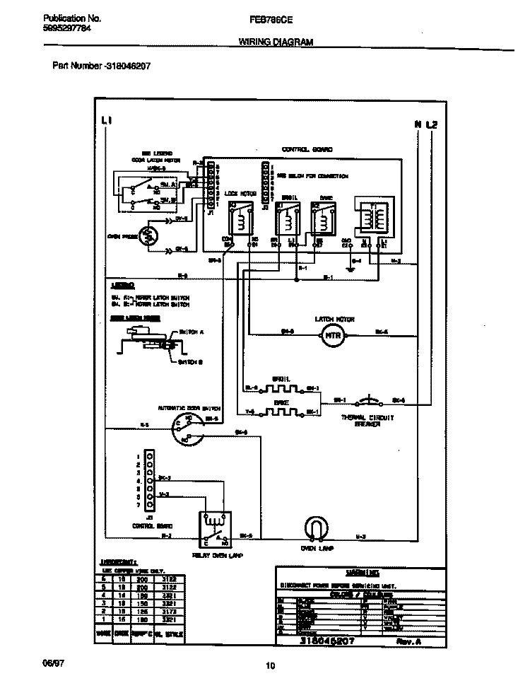 WIRING DIAGRAM Diagram and Parts List for FEB786CETC  Frigidaire Wall Oven