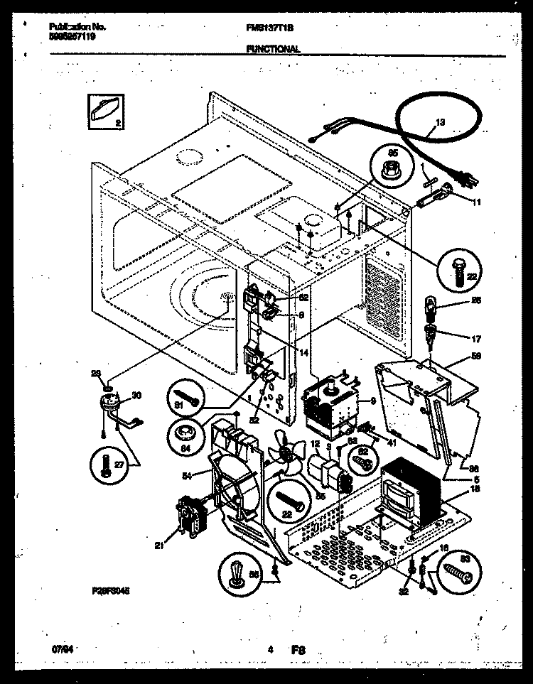 FUNCTIONAL PARTS Diagram and Parts List for FMS137T1B1  Frigidaire Microwave