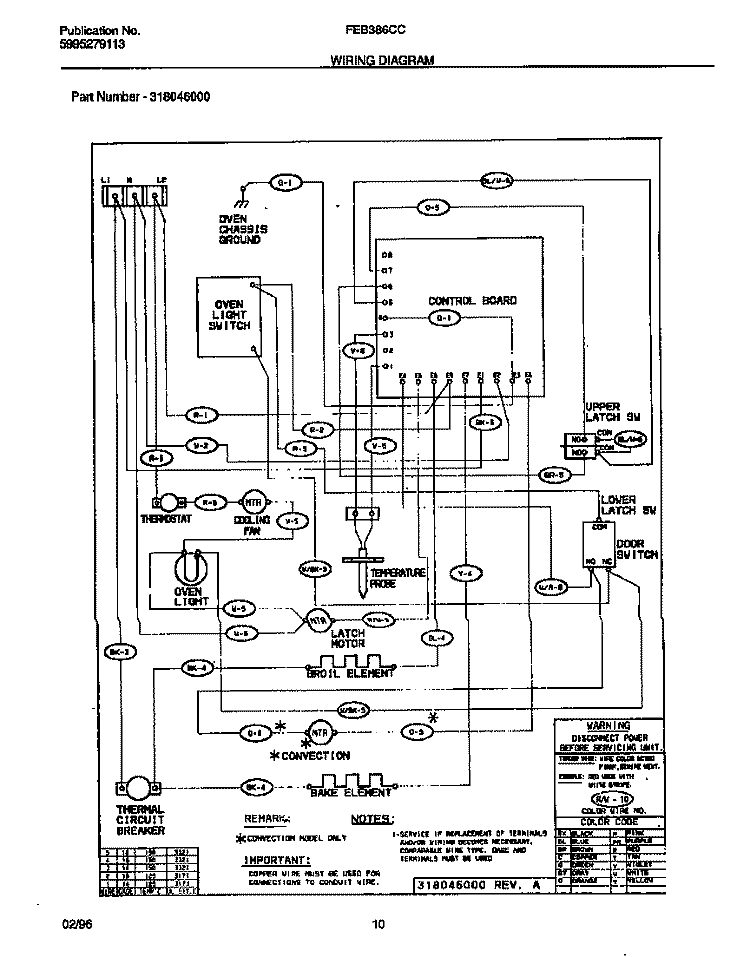 WIRING DIAGRAM Diagram and Parts List for FEB386CCBB  Frigidaire Wall Oven