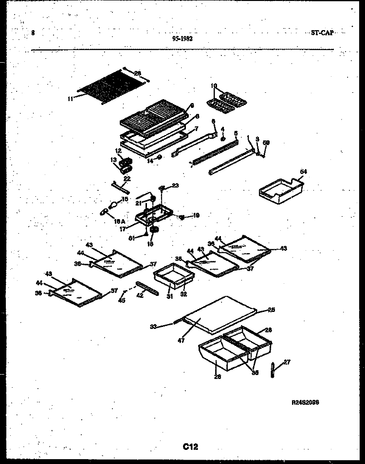 SHELVES AND SUPPORTS Diagram and Parts List for 95-1982-23-00  Tappan Refrigerator