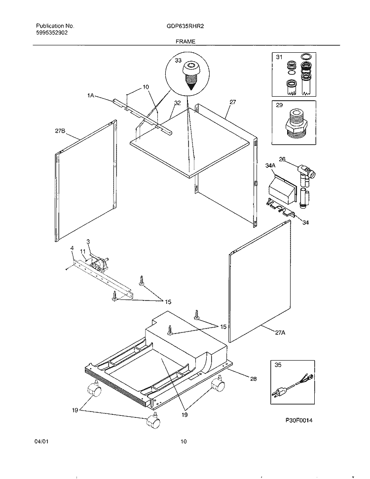 FRAME Diagram and Parts List for GDP635RHR2  Gibson Dishwasher
