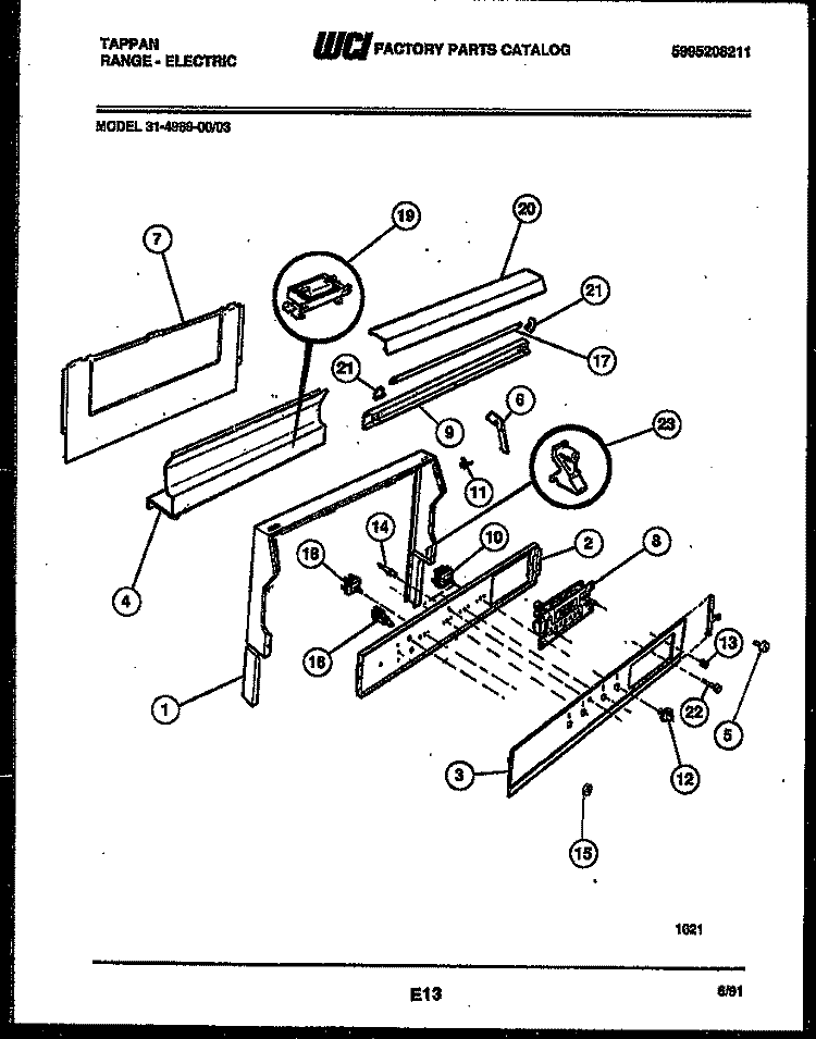 BACKGUARD Diagram and Parts List for 31-4989-00-03  Tappan Range