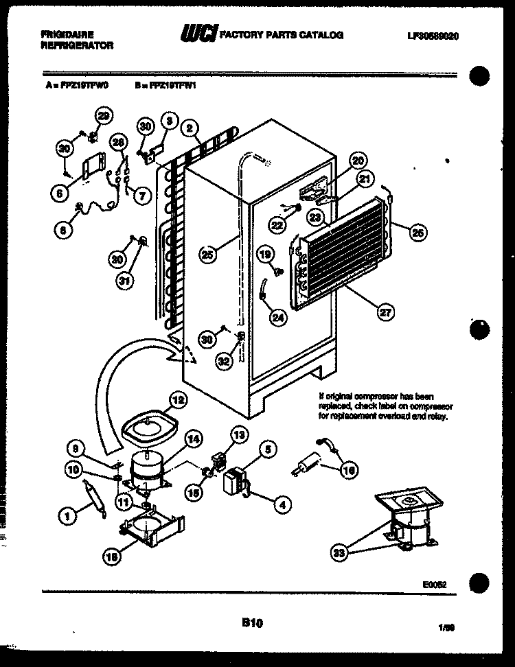 SYSTEM AND AUTOMATIC DEFROST PARTS Diagram and Parts List for FPZ19TFL1  Frigidaire Refrigerator