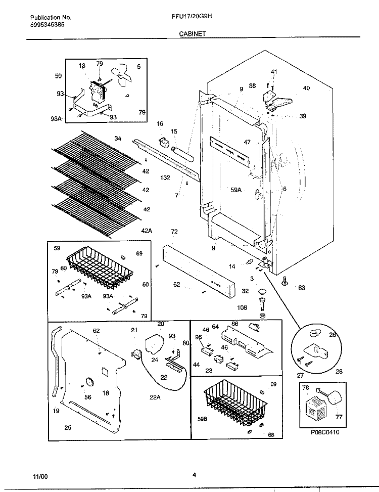 CABINET Diagram and Parts List for FFU17G9HW2  Frigidaire Freezer