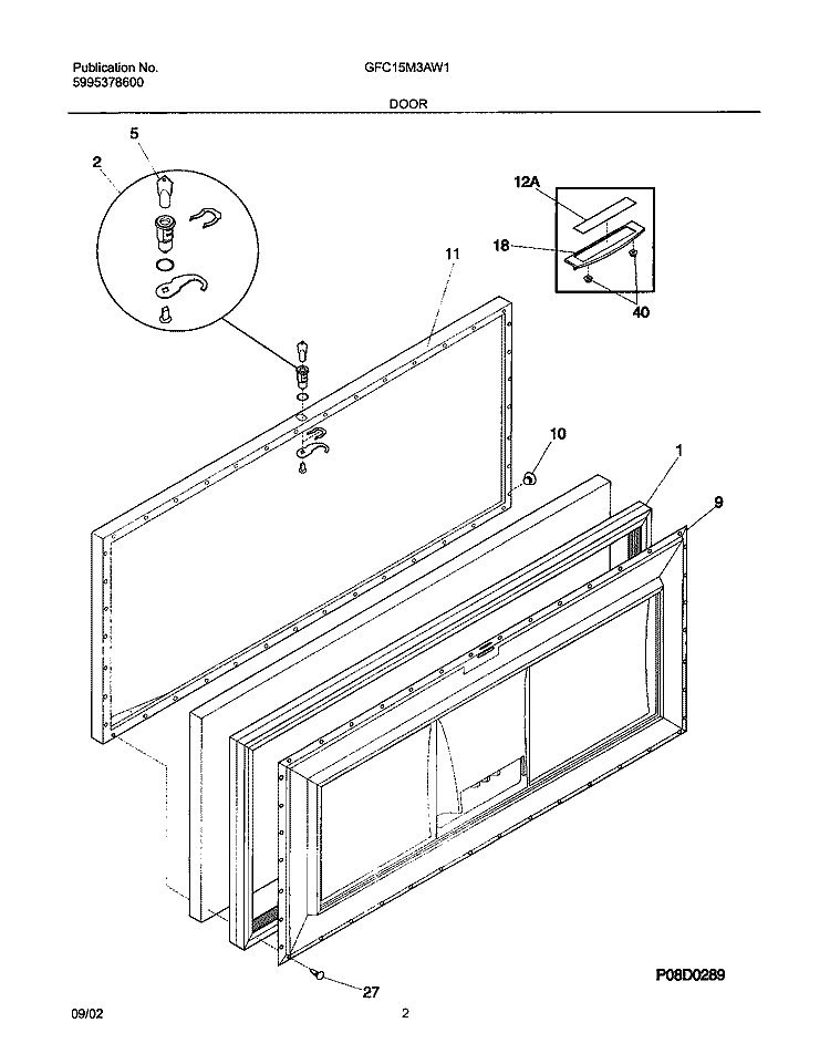 DOOR Diagram and Parts List for GFC15M3AW1  Gibson Freezer