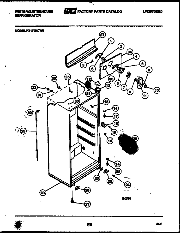 CABINET PARTS Diagram and Parts List for RT174NCD0  Frigidaire Refrigerator