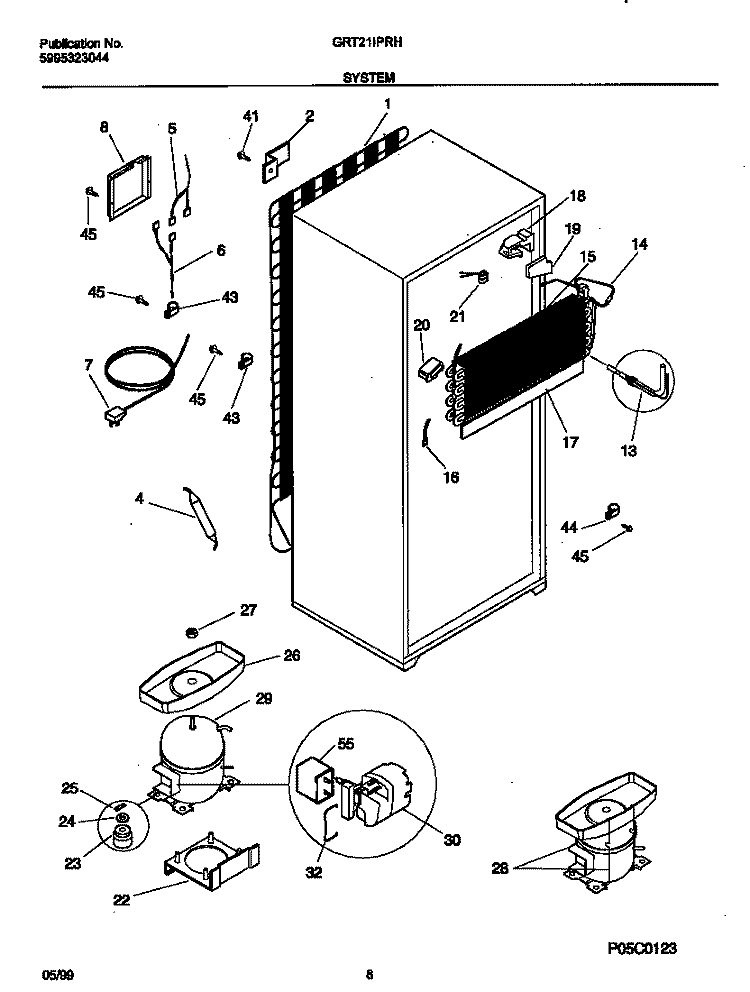 SYSTEM Diagram and Parts List for GRT21IPRHW0  Gibson Refrigerator